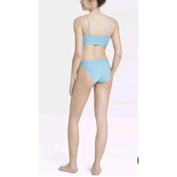 NWT Womens Colsie Teal Blue Ribbed Bralette Bra Panty Underwear Set Size Xxl - Picture 3 of 8